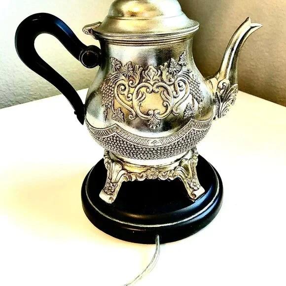 LAMPCRAFTERS Decorative Silver Teapot Lamp Resin Art Sculpture - Picture 6 of 10